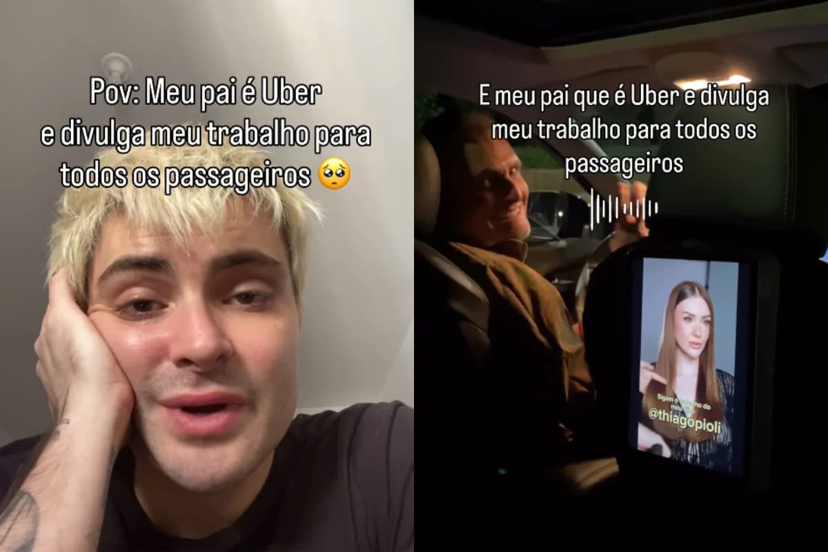 Motorista de app usa tablet para divulgar carreira do filho